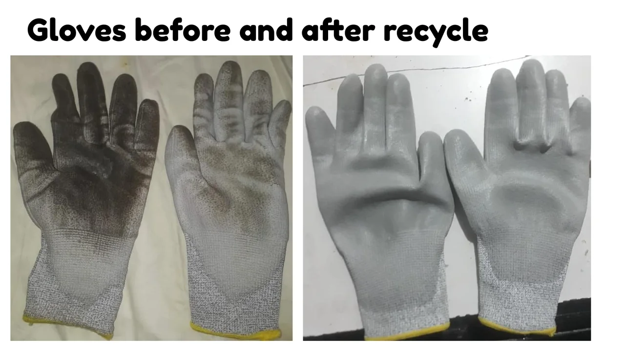 Gloves before and after recycling by Prajkta Enterprises