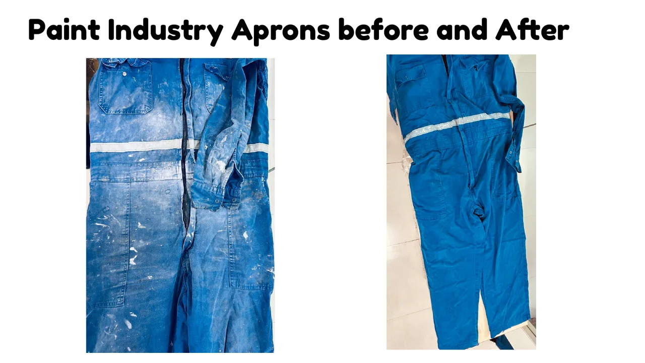 Paint industry aprons before and after PPE washing and recycling